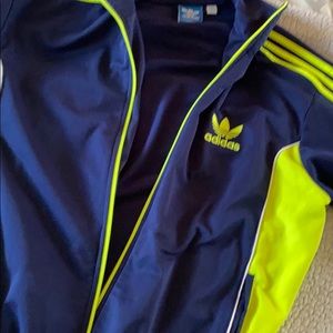 Adidas jacket neon & navy blue/ pockets